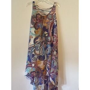 Bold Elements Women's Sleeveless Sun Dress Small Hi Low Hem Line Floral Pattern